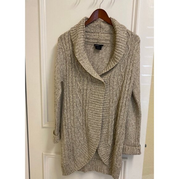 It’s Our Time Oatmeal Tan Cream Cardigan Long Sleeve Sweater Size Large - Picture 1 of 12